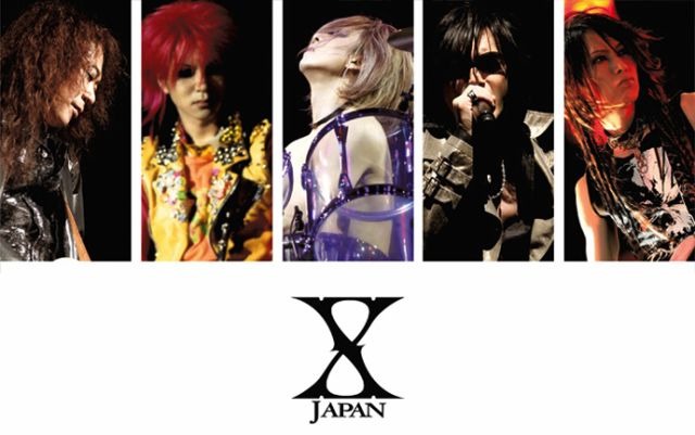 メンバー５人の写真が並んでいる壁紙仕様のX JAPANの画像